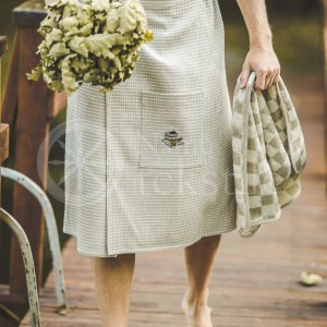 Linen men's sauna apron ,,Waffle"